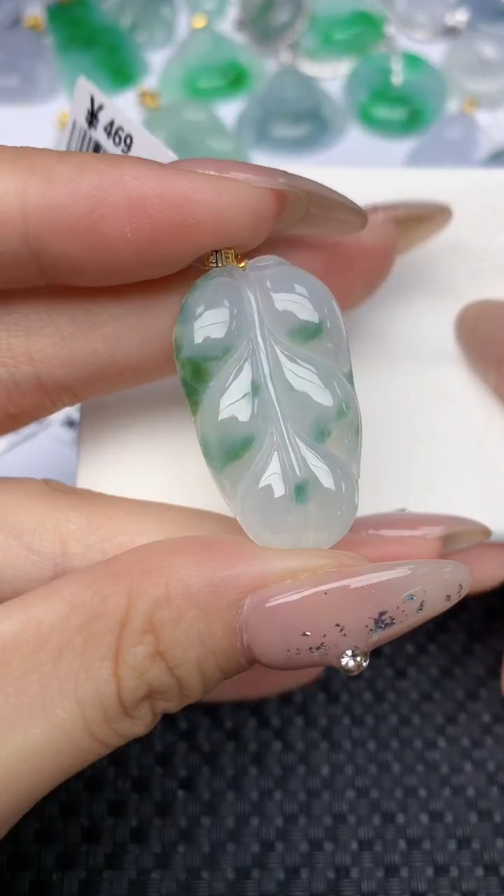 颈饰18K金镶嵌翡翠天然缅甸翡翠a货百元以上9元证书费自理