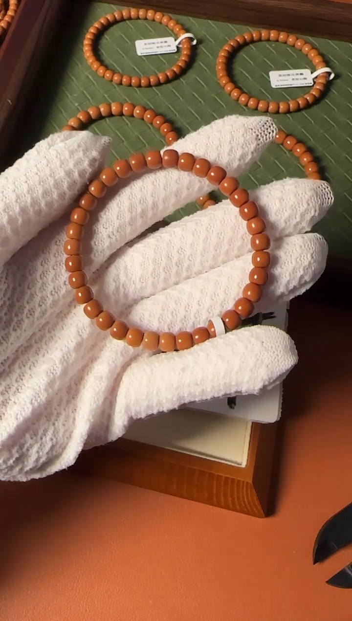 手串橄榄核【168核尖】6.6mm老挝一代核尖老型单圈三花返油特价处理