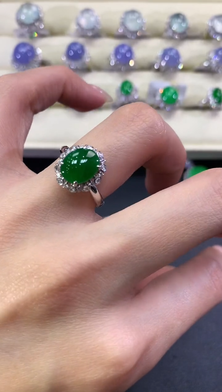 【闪购商品】翡翠戒指18K金镶嵌a199   