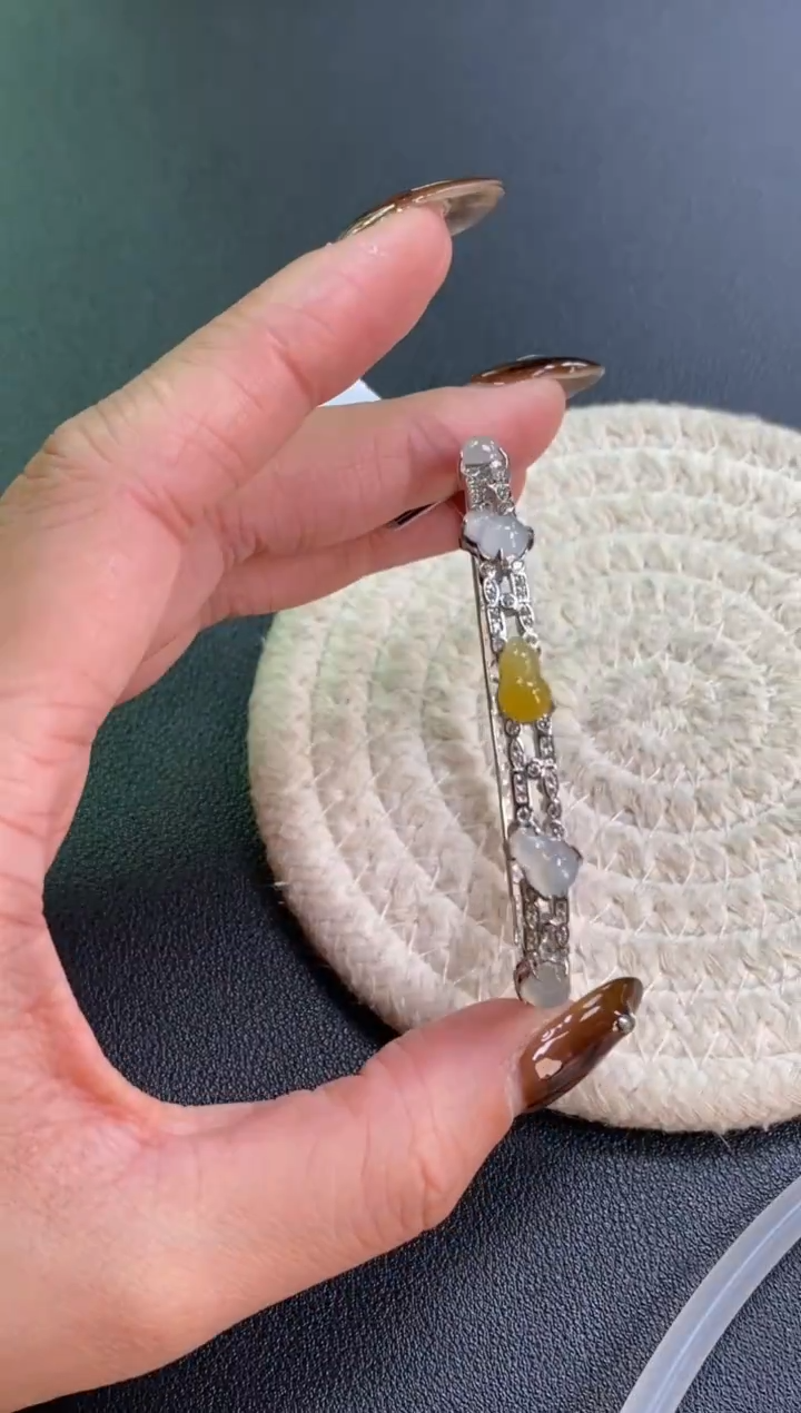 颈饰银S925镶嵌翡翠净货16623