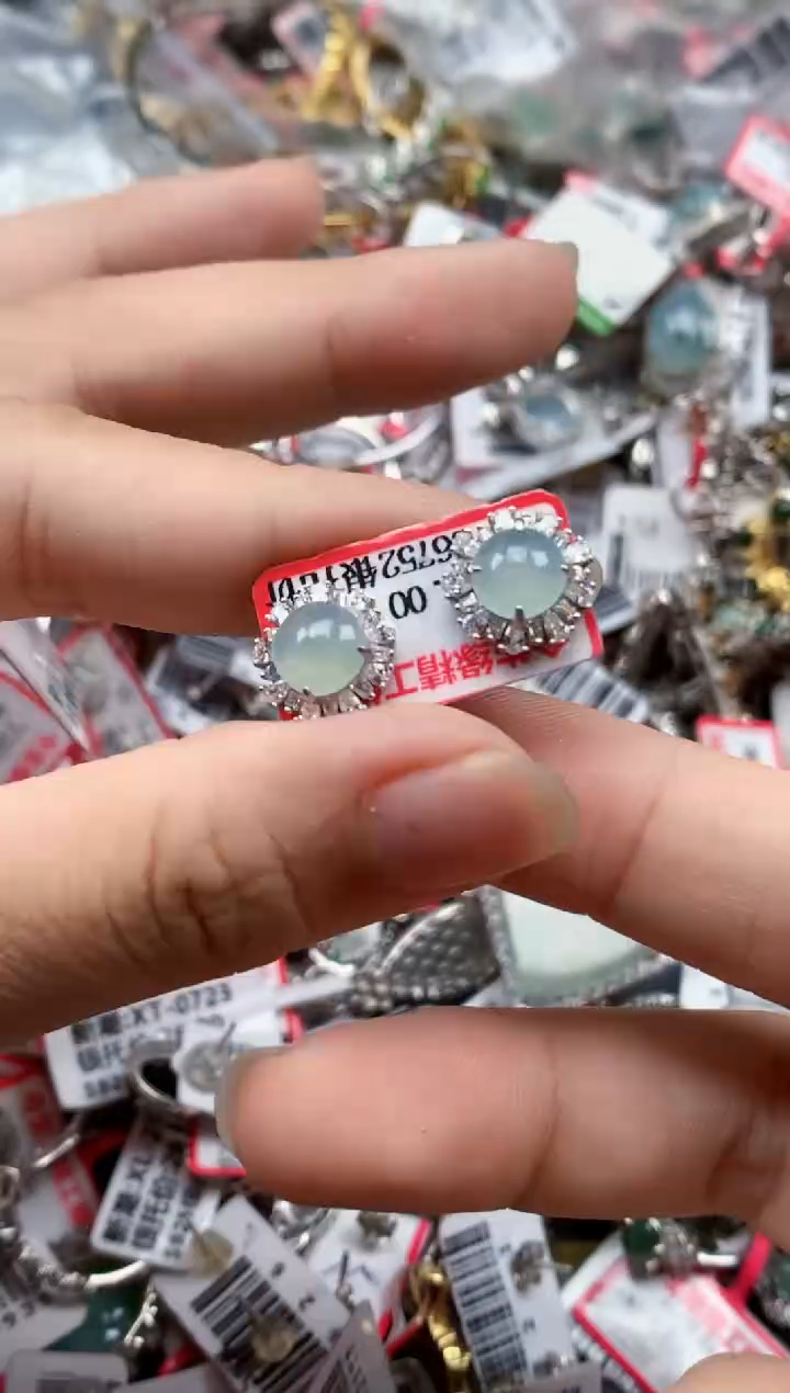 银S925镶嵌戒指翡翠天然A货缅甸翡翠