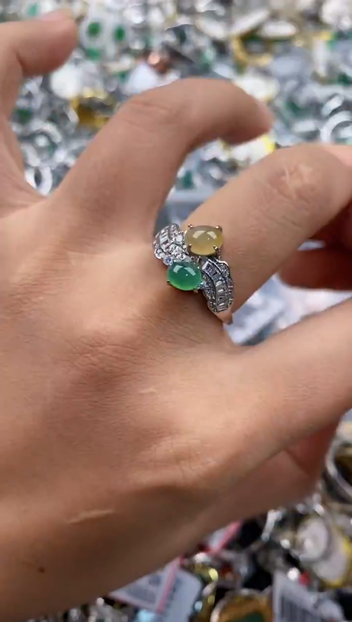 银S925镶嵌戒指翡翠222---5