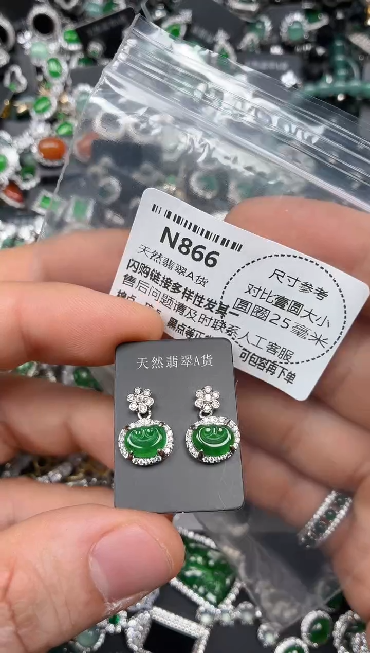 颈饰未镶嵌翡翠N866耳钉