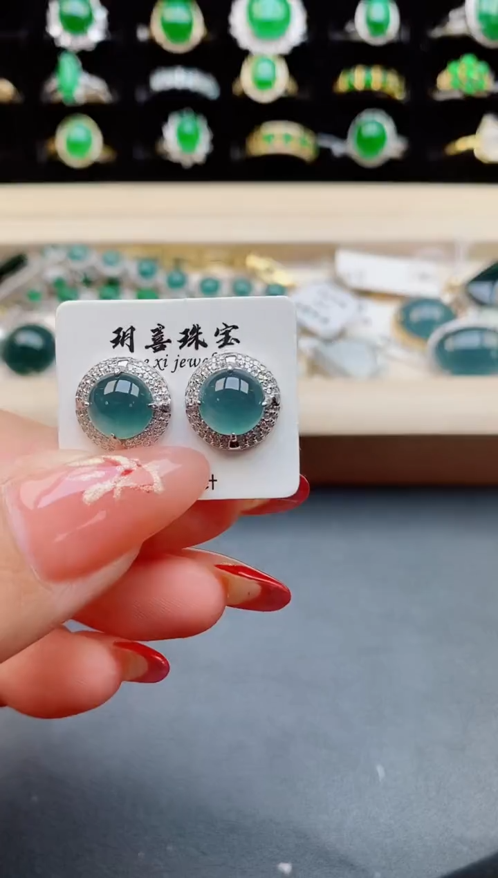 【闪购商品】翡翠耳饰银S925镶嵌213321