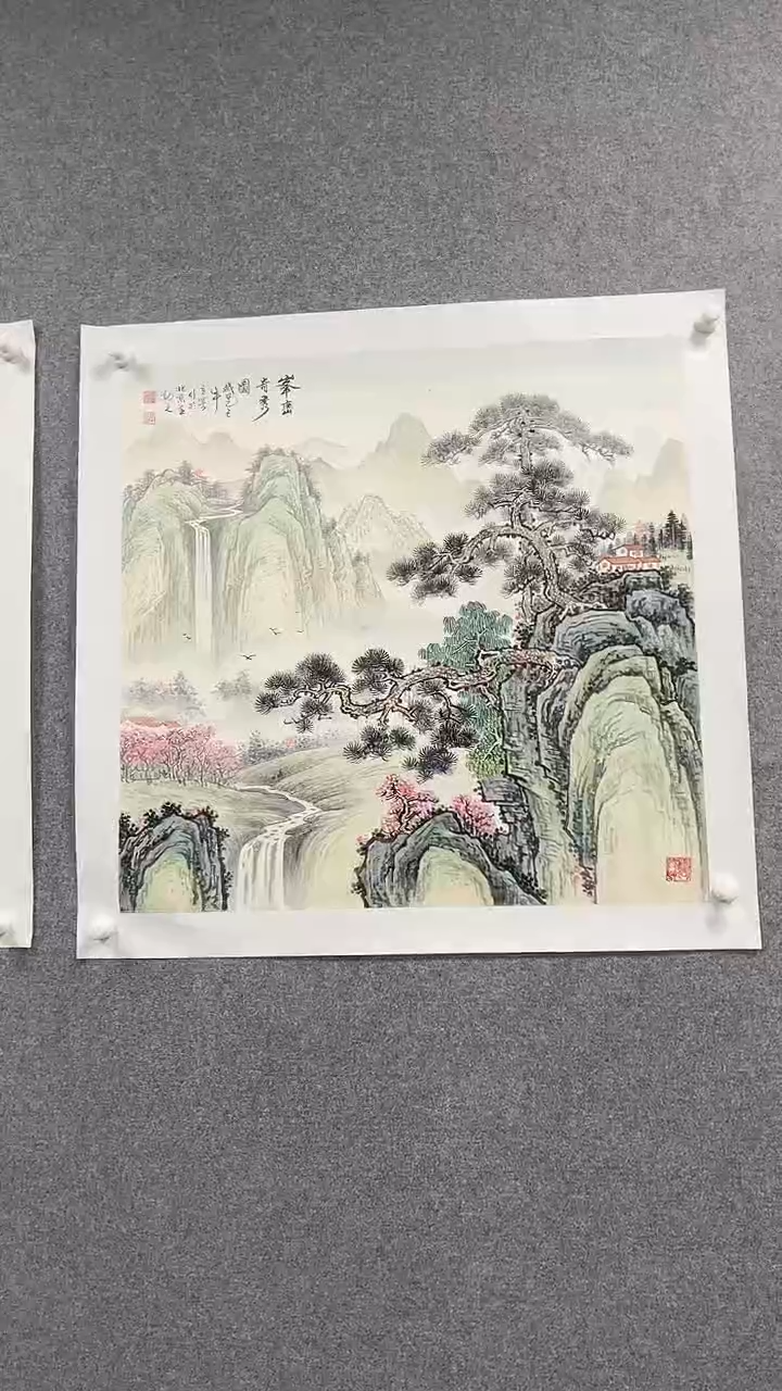 国画王老师写意山水《峰峦奇秀》68x68斗方