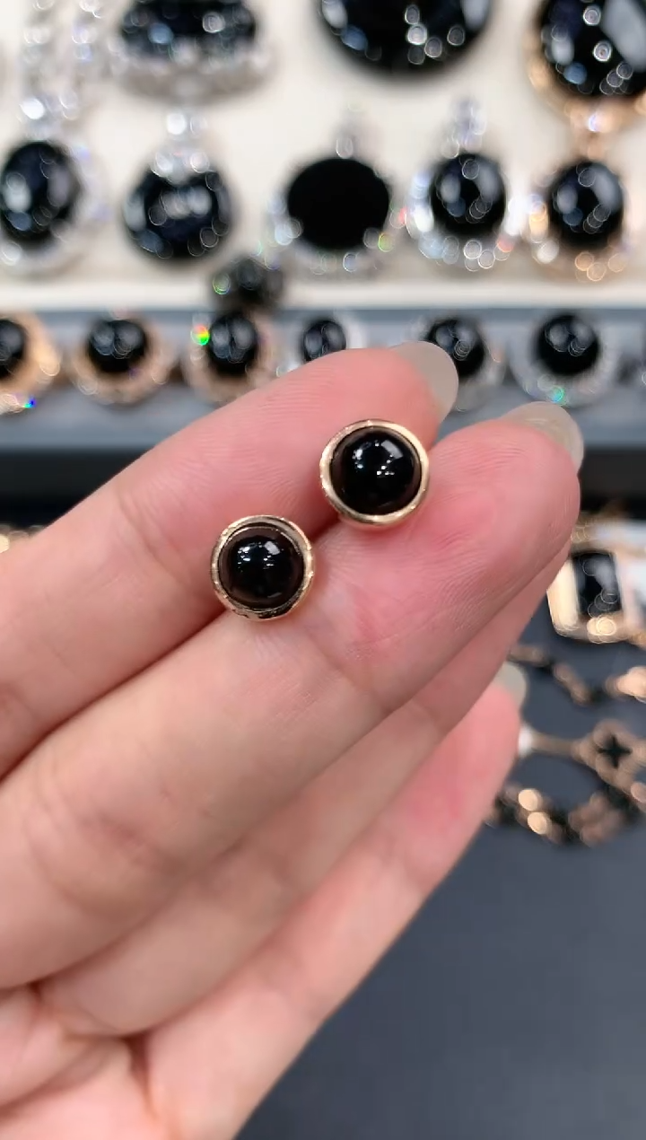 翡翠18K金镶嵌耳饰q6多样性一件发货