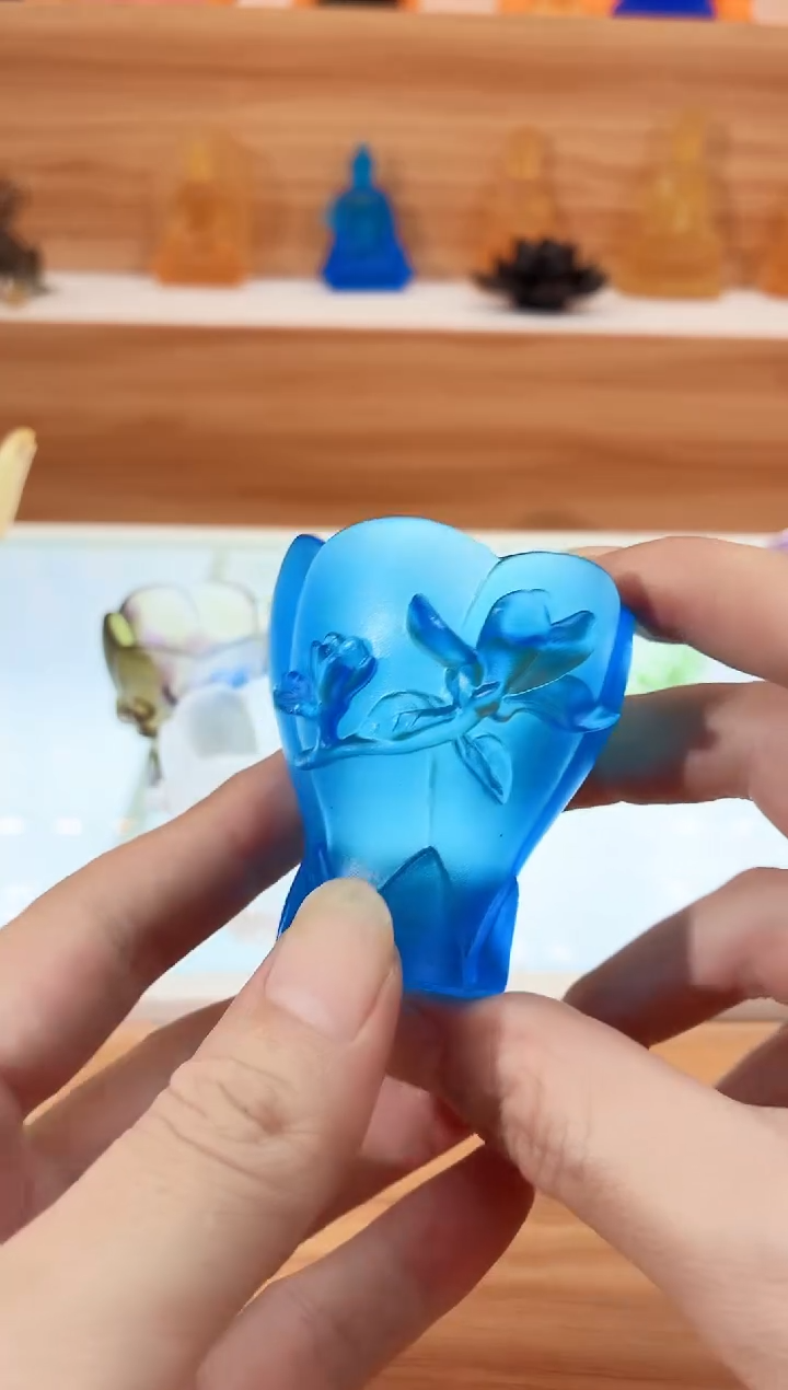 手工艺品琉璃蓝色兰花杯