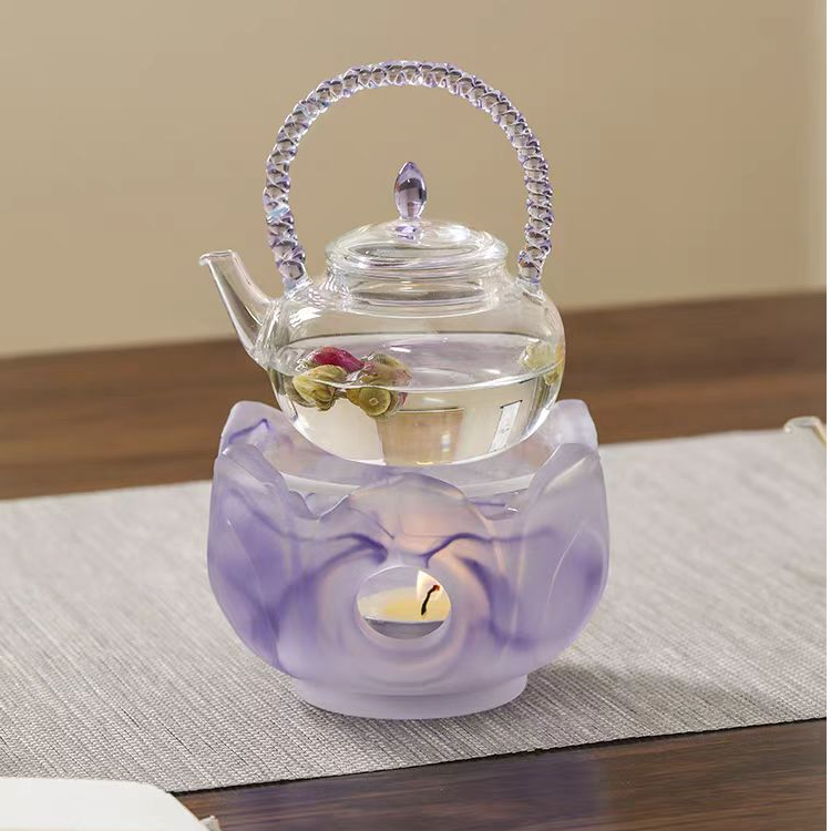 手工家用温茶炉琉璃蜡烛加热保温底座炫彩香插茶桌精致小摆件