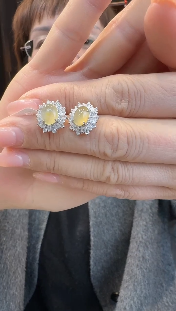 【闪购商品】翡翠耳饰银S925镶嵌耳饰