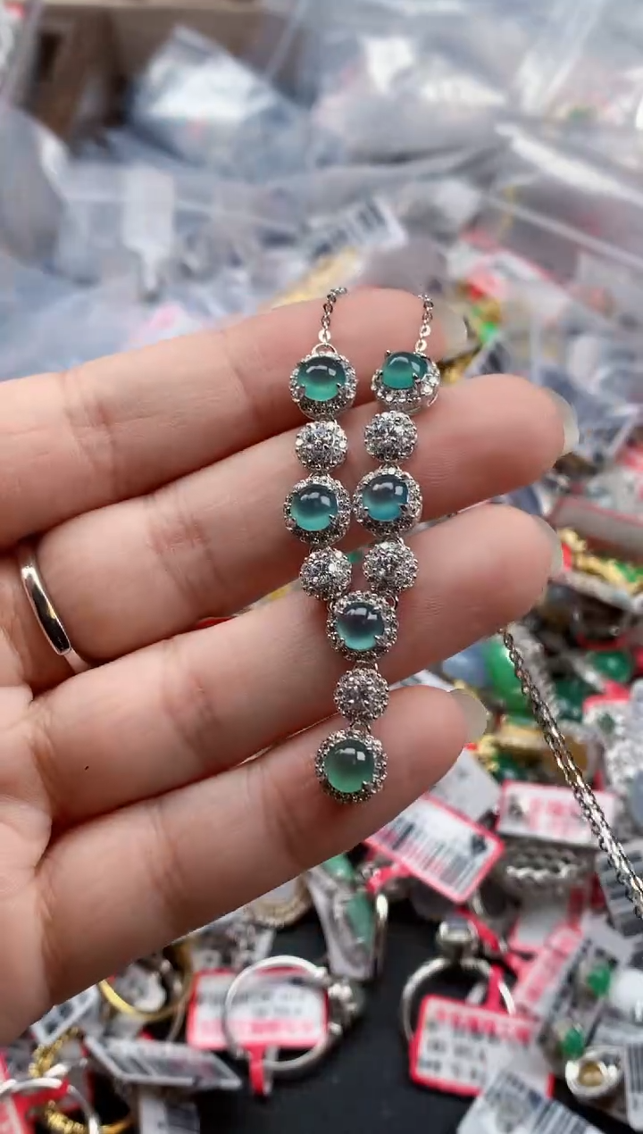 银S925镶嵌戒指翡翠天然A货缅甸翡翠