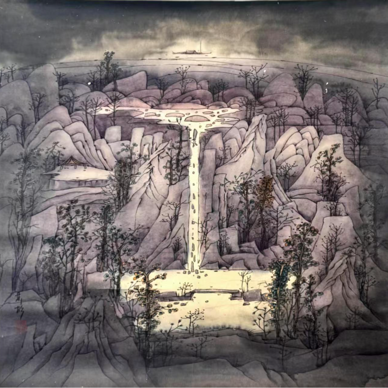 林彬【山水】镜片0270011手绘专场