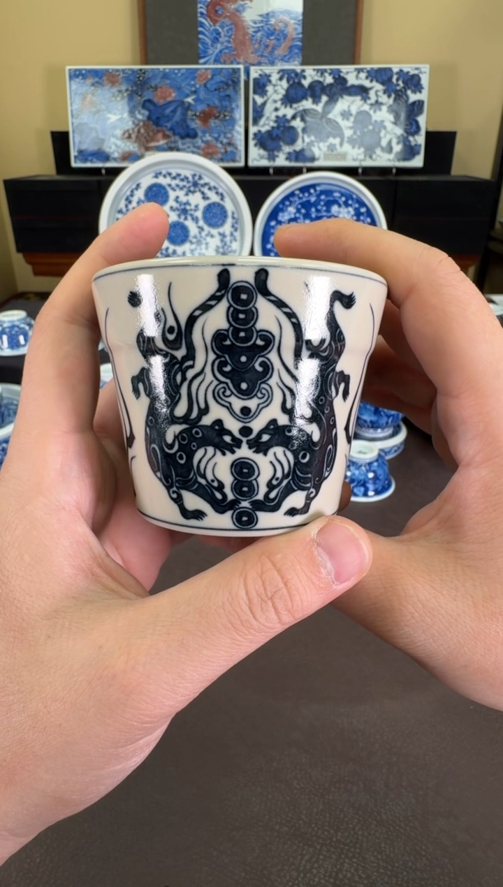 【闪购商品】瓷片二号釉金钱豹纹冰桶杯