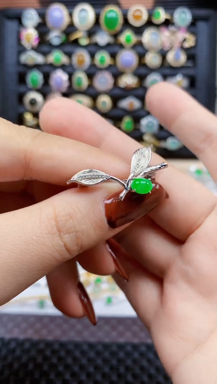 银S925镶嵌戒指翡翠390