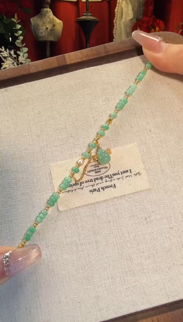 【闪购商品】翡翠手链18K金镶嵌重金版葫芦