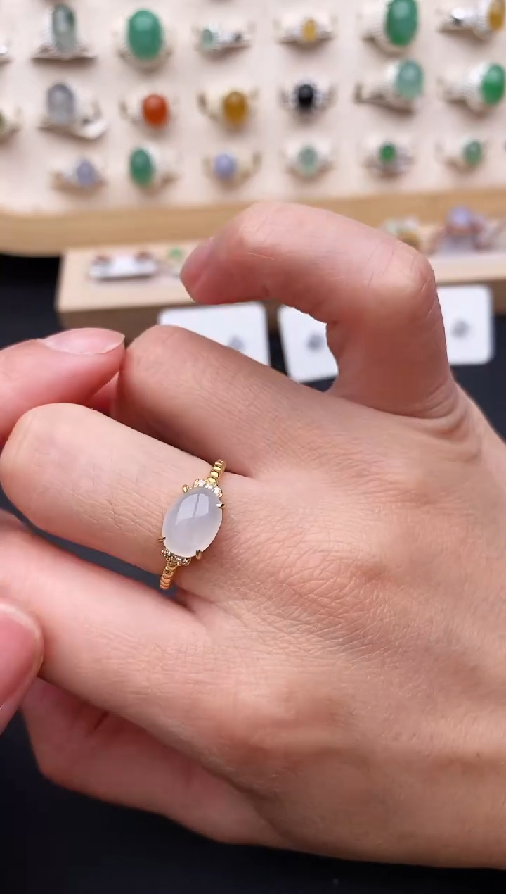 【闪购商品】翡翠戒指银S925镶嵌天然翡翠111   7+