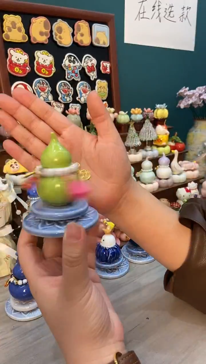 摆件陶绿色大葫芦景德镇陶瓷1个装