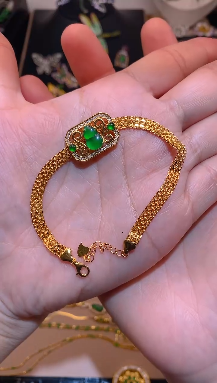 【闪购商品】翡翠手链银S925镶嵌葫芦