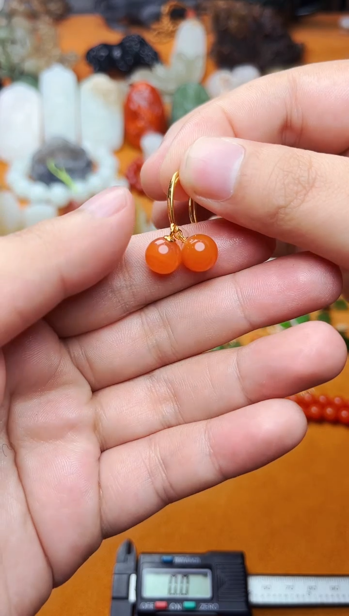 【闪购商品】南红玛瑙耳饰银S925镶嵌耳饰