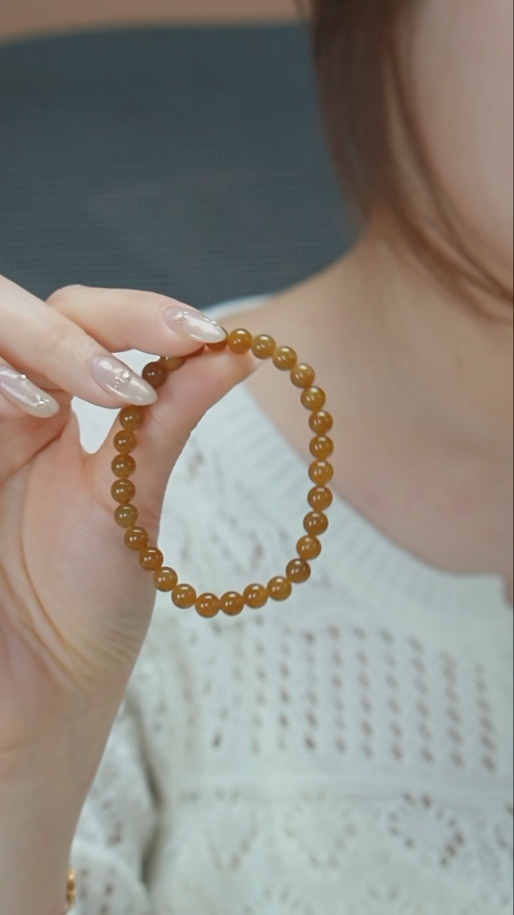 【闪购商品】和田玉颈饰未镶嵌红糖珠串手链（卡6mm）