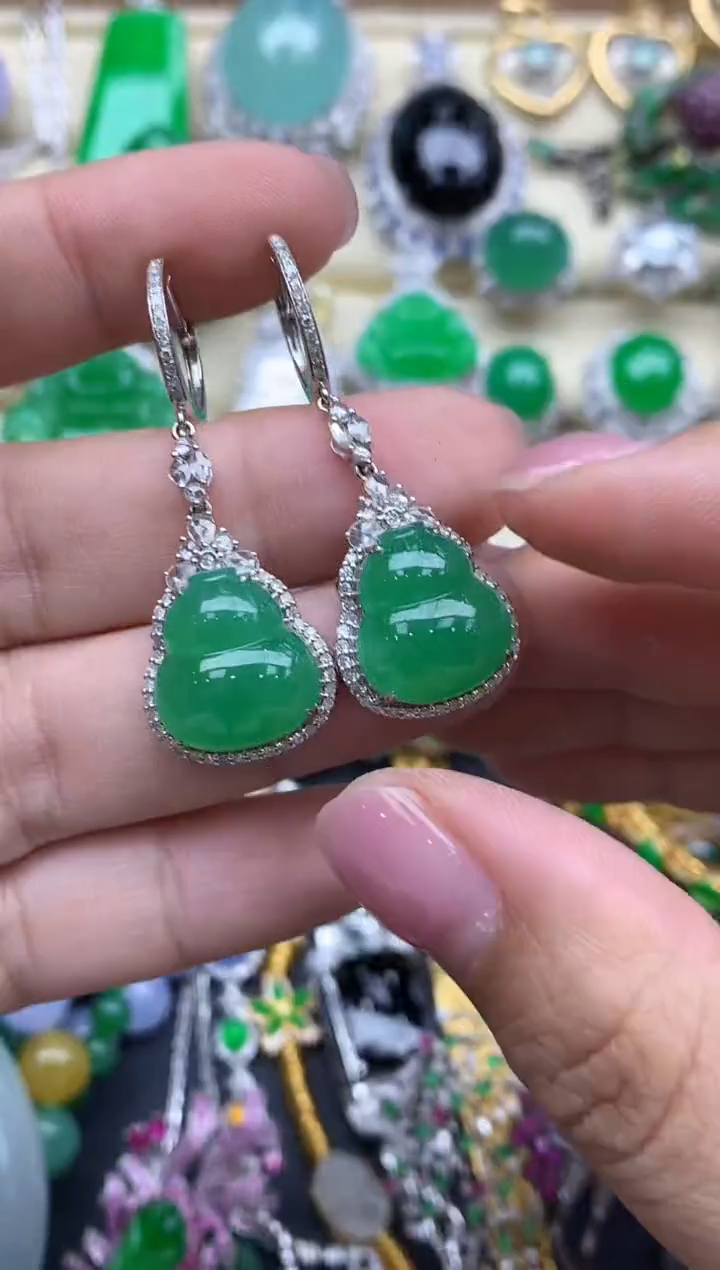【闪购商品】翡翠耳饰18K金镶嵌746-中国好珍宝