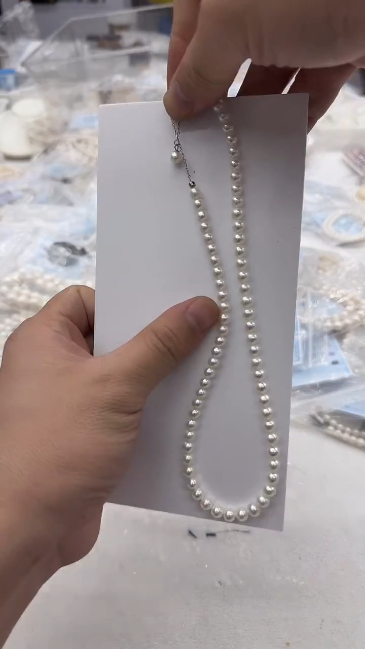 项链银S925镶嵌淡水珍珠6mm 吊小珠-孤品