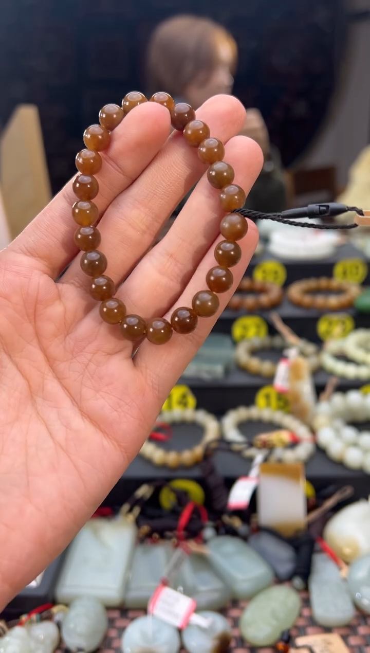 未镶嵌手串和田玉且末料金山糖手串卡8