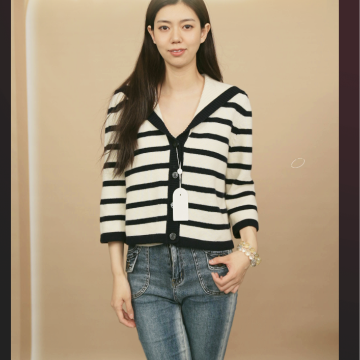 95新 DIOR/迪奥 条纹开衫42码白蓝拼色/250420ZLP9K04