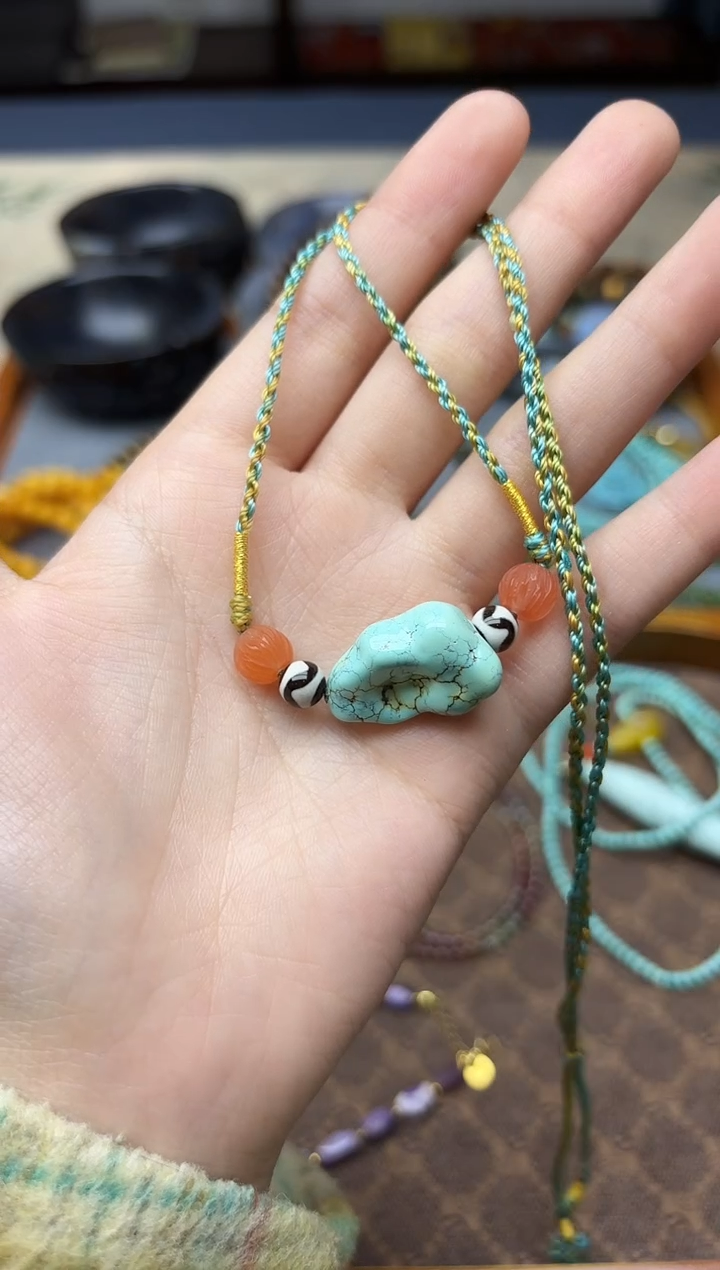 未镶嵌绿松石颈饰松石随型锁骨链GZS