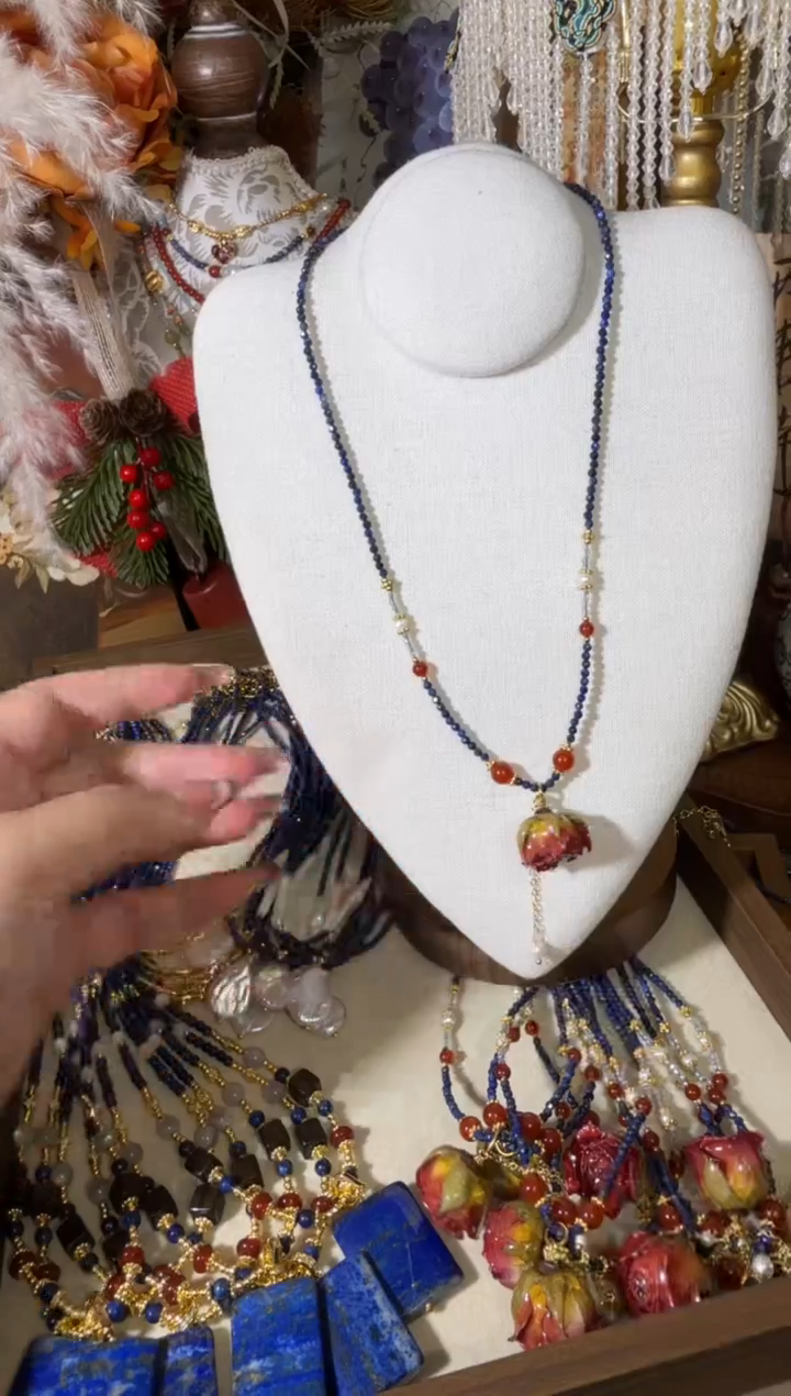 未镶嵌青金石项链红玫瑰  013