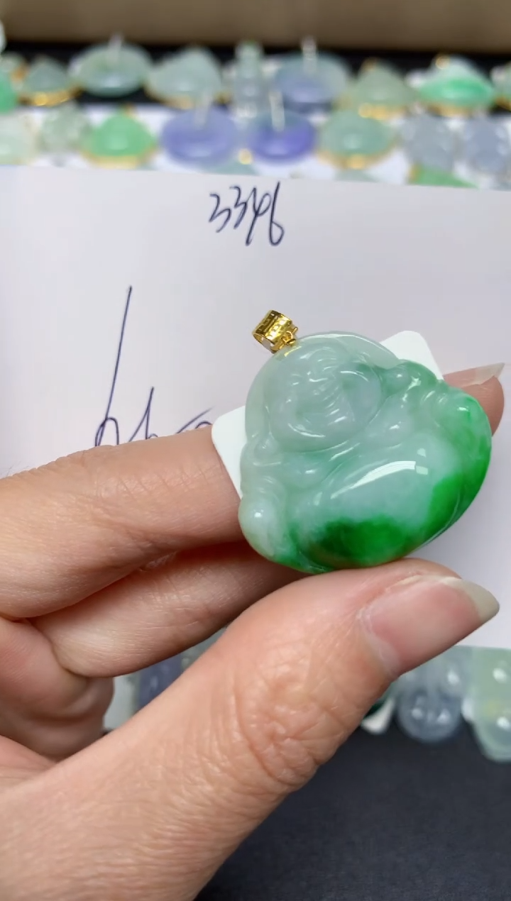 【闪购商品】翡翠18K金镶嵌颈饰天然翡翠A货