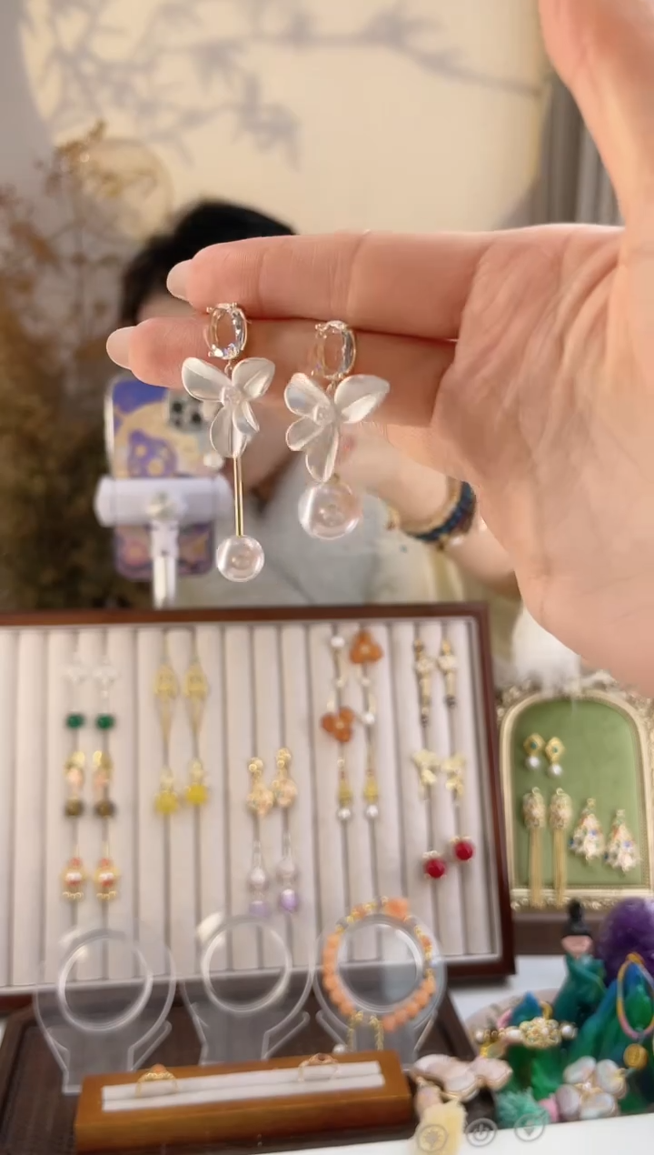 铜合金925银无白月光ab款耳钉