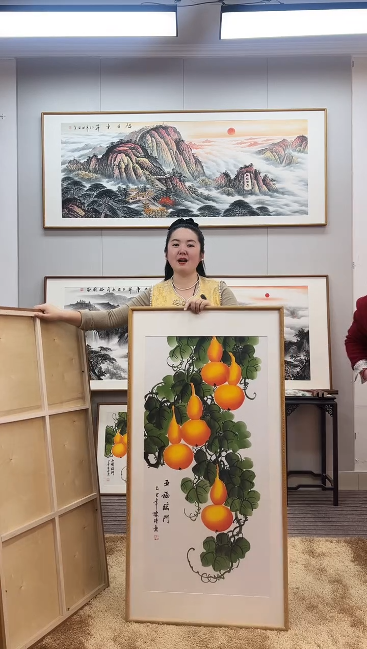 国画手绘葫芦122*62尺寸