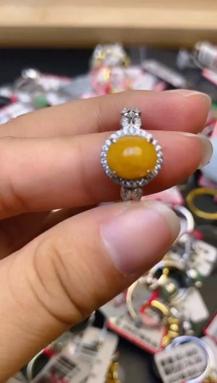 翡翠戒指银S925镶嵌百内无证书