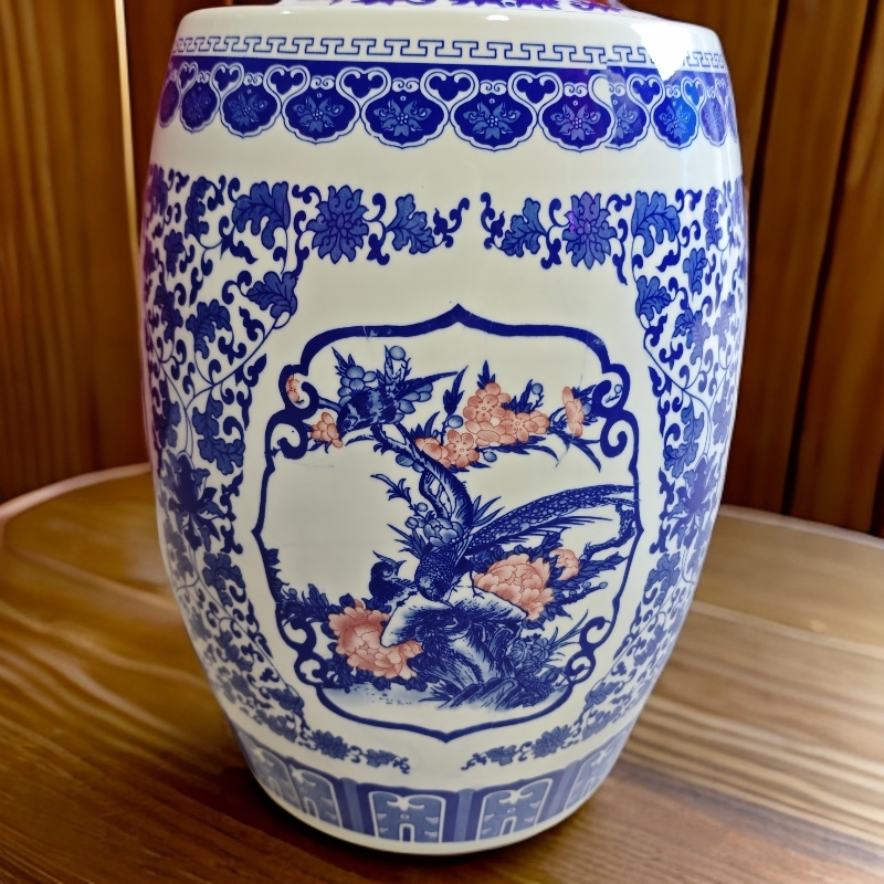 高度42口径26景德镇陶瓷青花四面开窗（新）50斤米缸245.