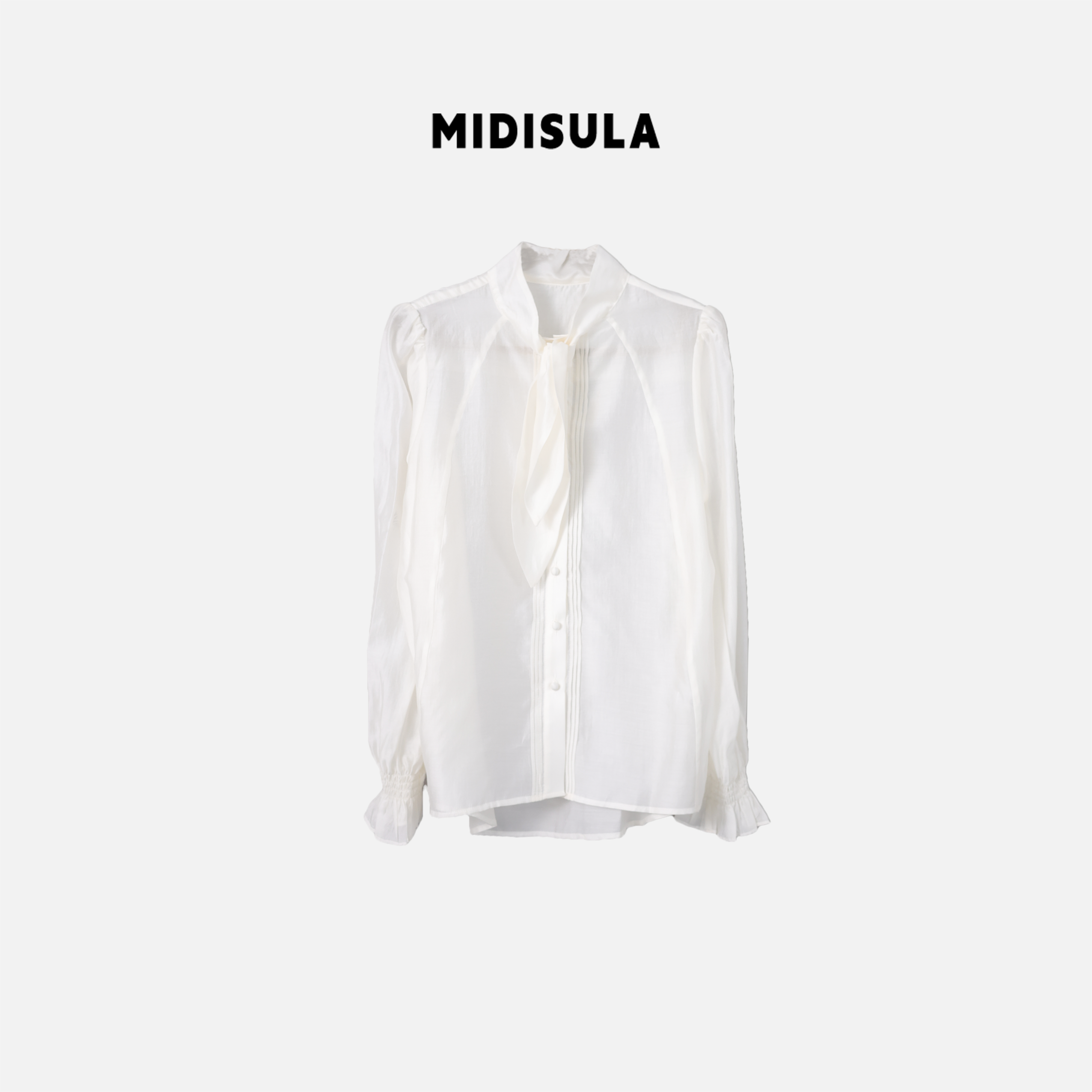 【H.MDSL】春季新款欧货法式立领兔耳朵系带洋气衬衫2503