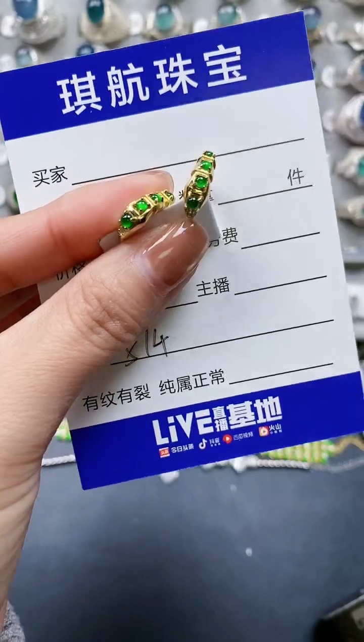 【闪购商品】翡翠耳饰银S925镶嵌0574