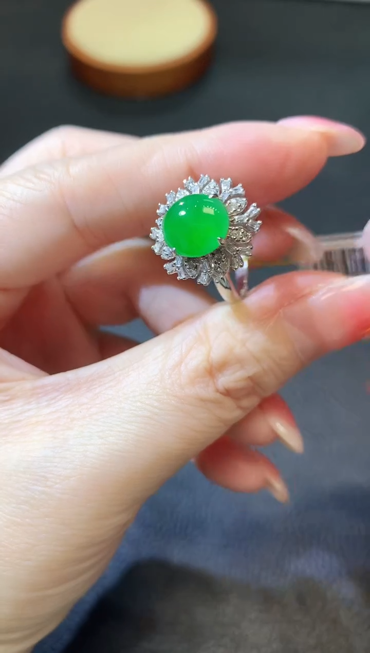 【闪购商品】翡翠戒指18K金镶嵌A28 翡翠