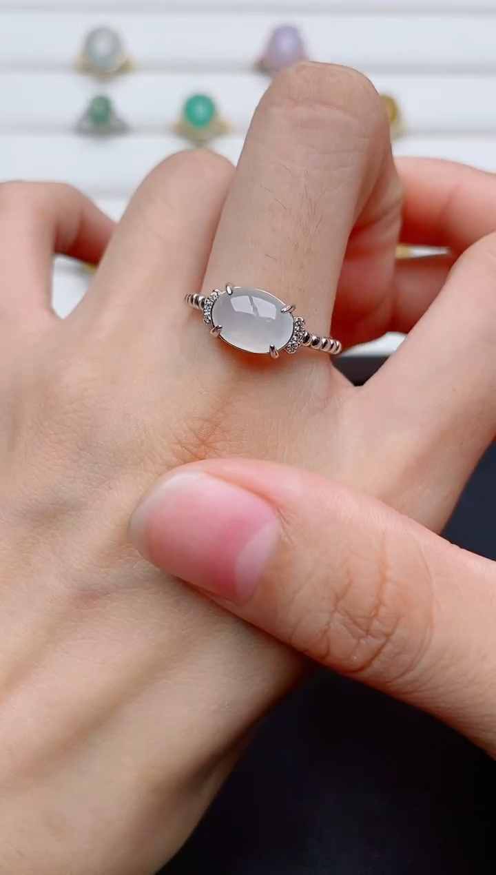 银S925镶嵌戒指翡翠1