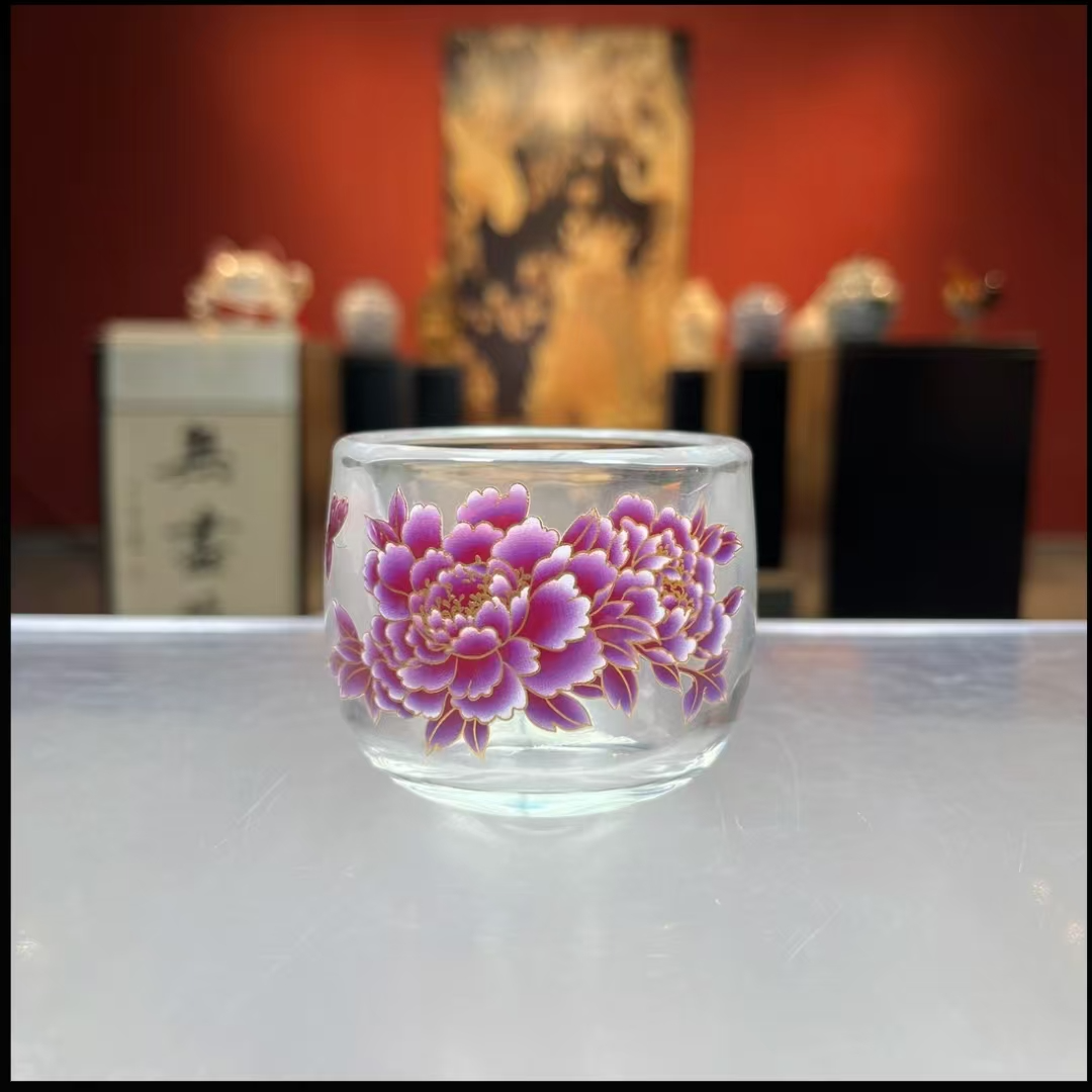 水晶玻璃变色丹霞映春杯加刺绣包-ZHZ375