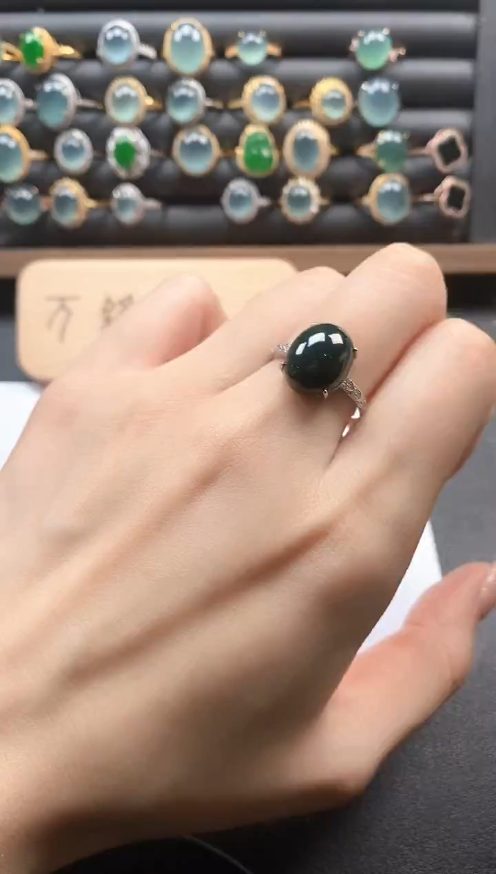 银S925镶嵌戒指翡翠51511