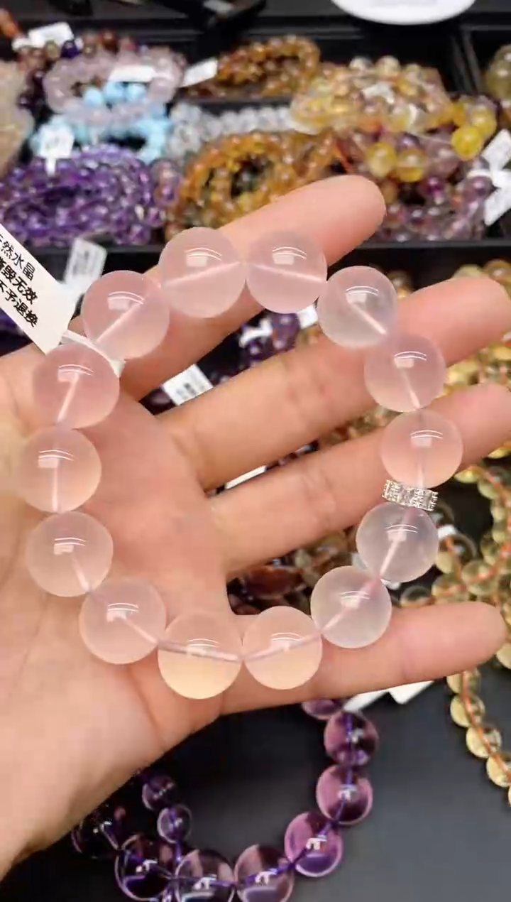 【闪购商品】水晶手链未镶嵌60 粉水晶16mm
