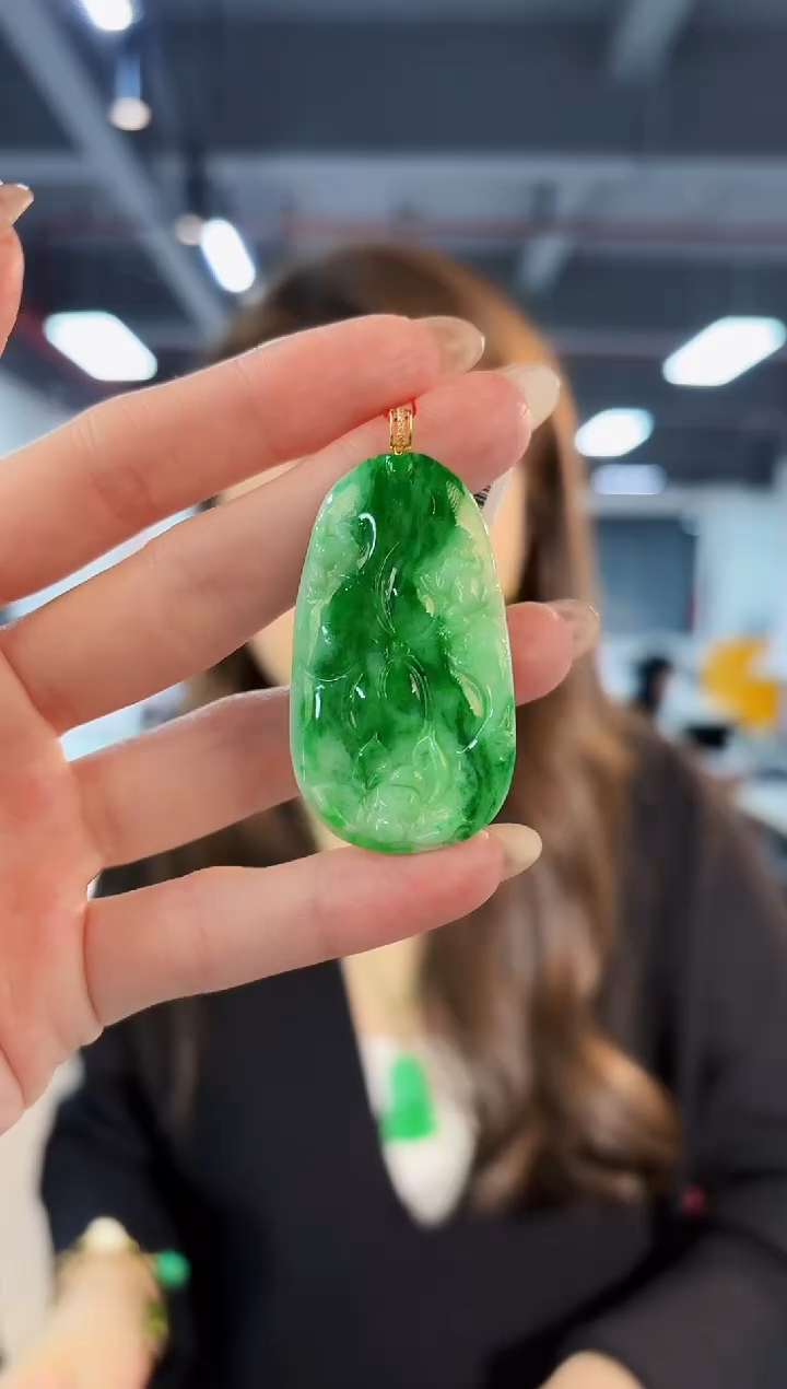 【闪购商品】翡翠颈饰18K金镶嵌缅料A货/支持复检/一件