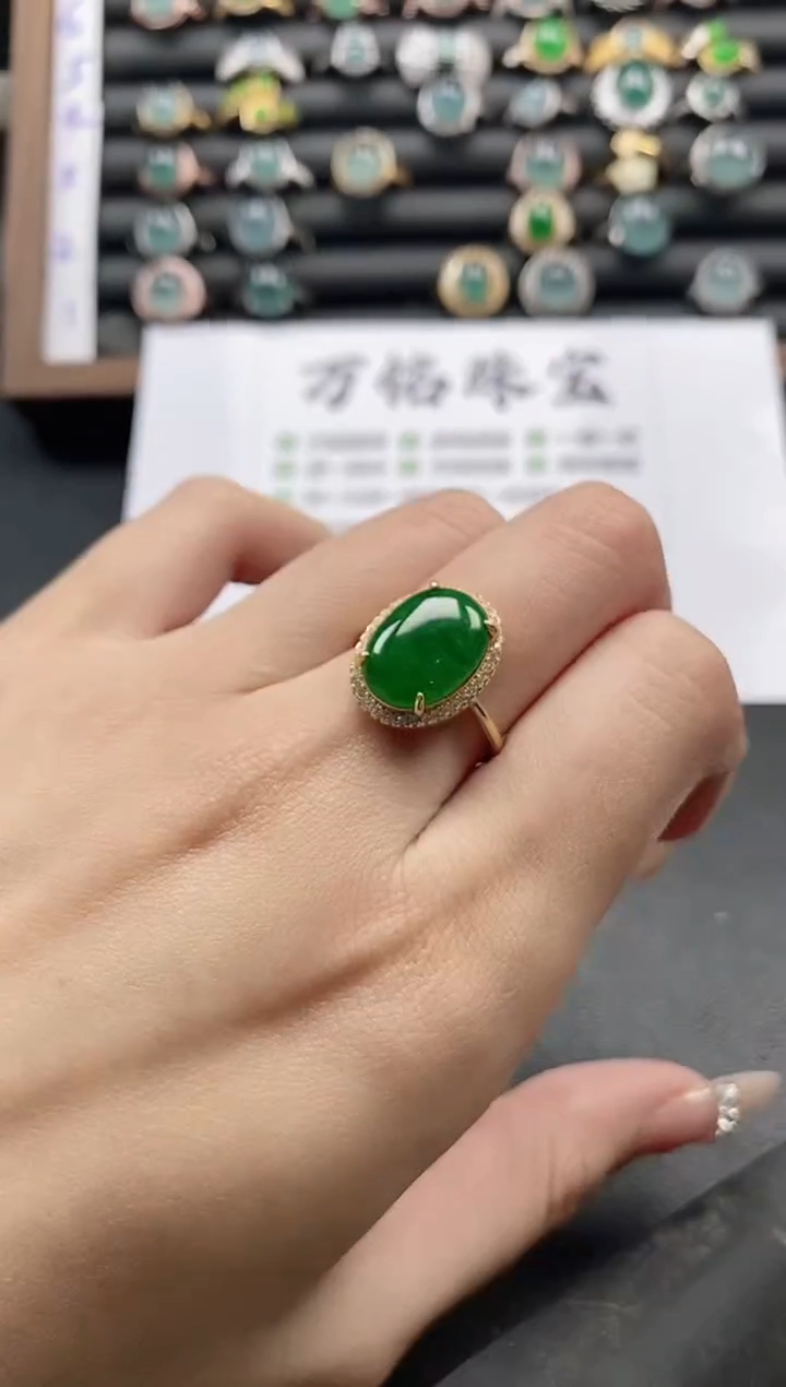 银S925镶嵌戒指翡翠51511