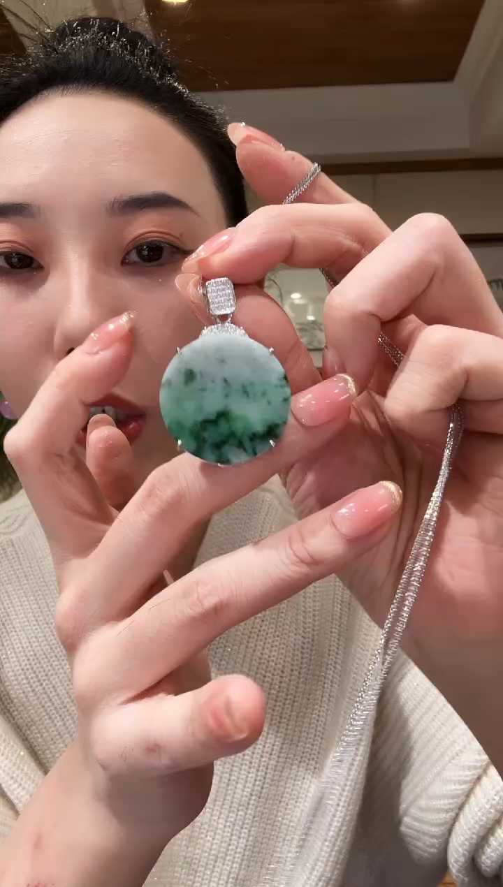 【闪购商品】翡翠颈饰银S925镶嵌国风