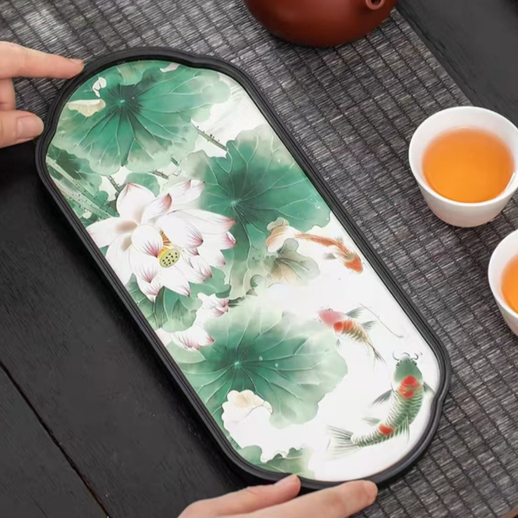 荷花茶盘12CJ06  