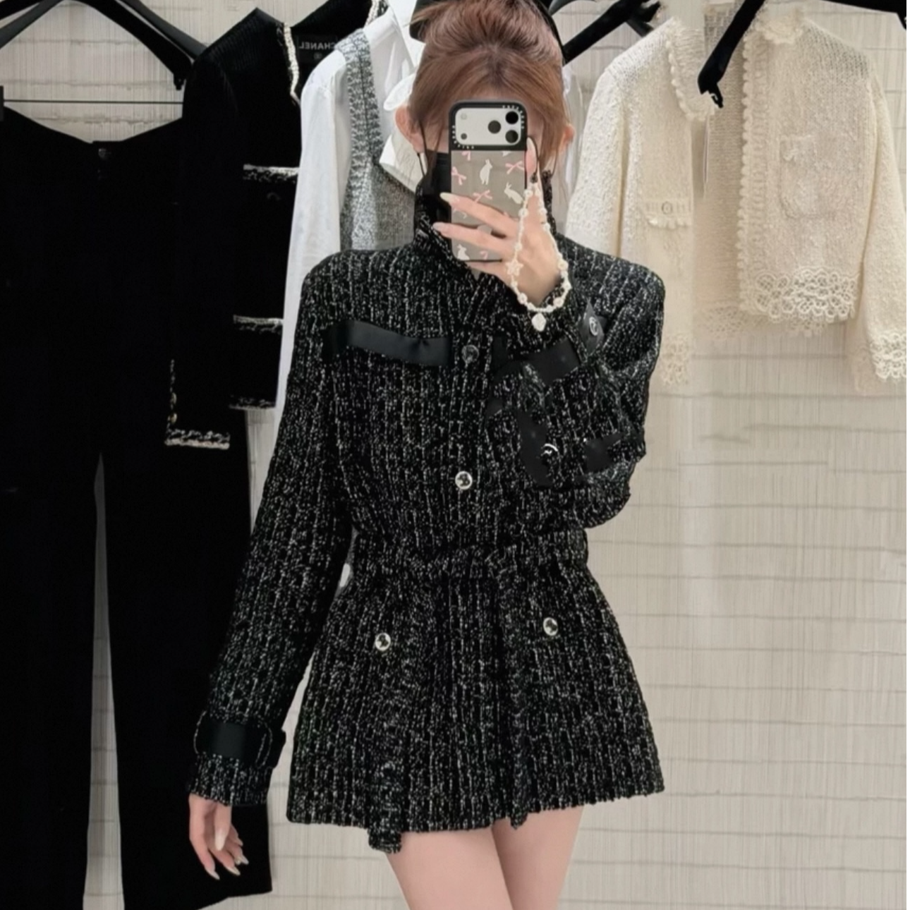 【长芯】25高级轻奢千金风多口袋粗花呢短外套YZ25W11017