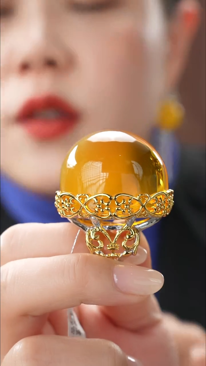 琥珀颈饰未镶嵌精品大戒指