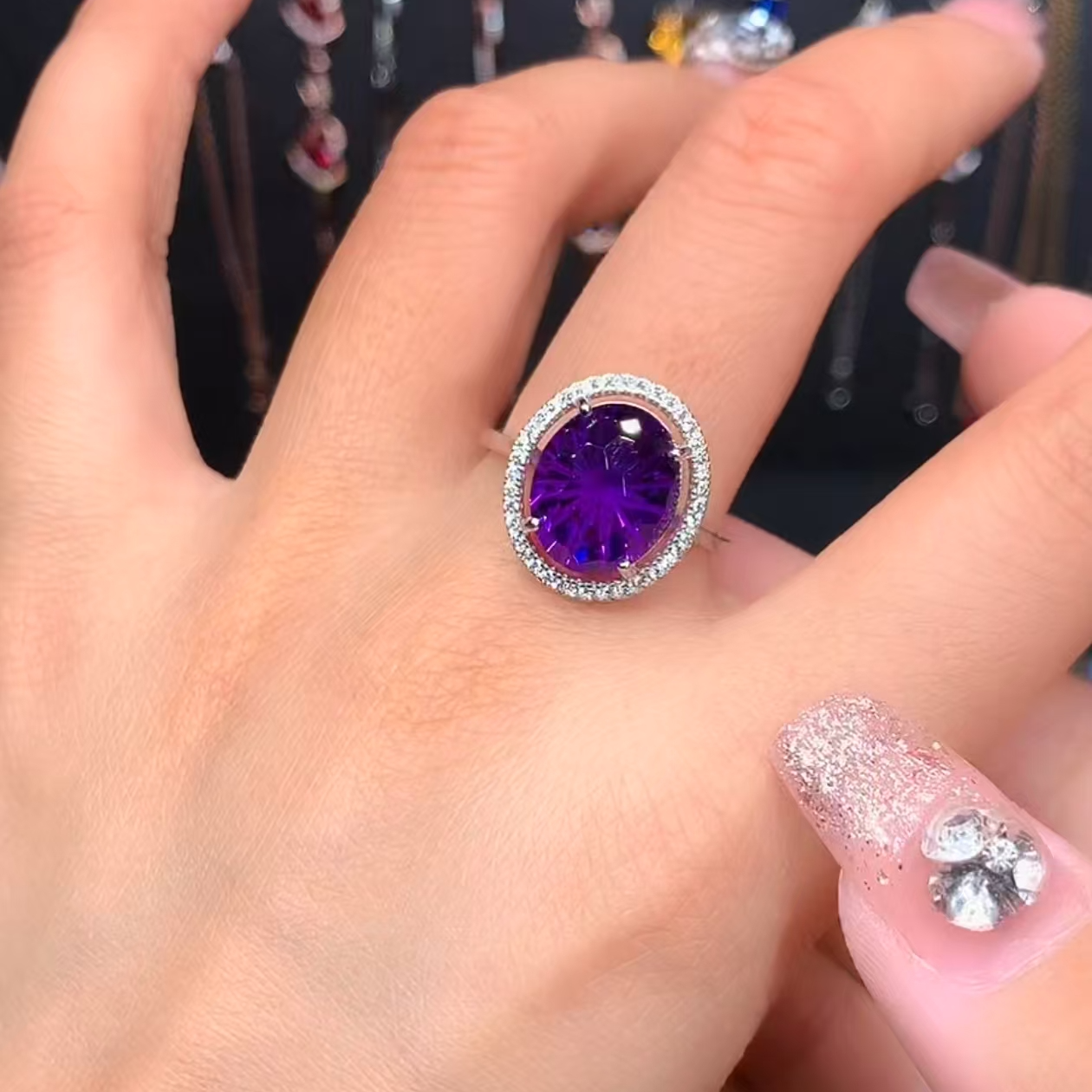 紫水晶银色戒指10.12