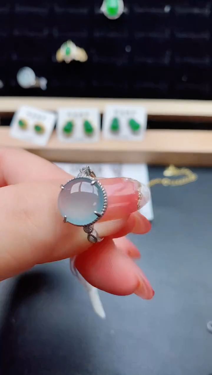 【闪购商品】翡翠戒指银S925镶嵌12121