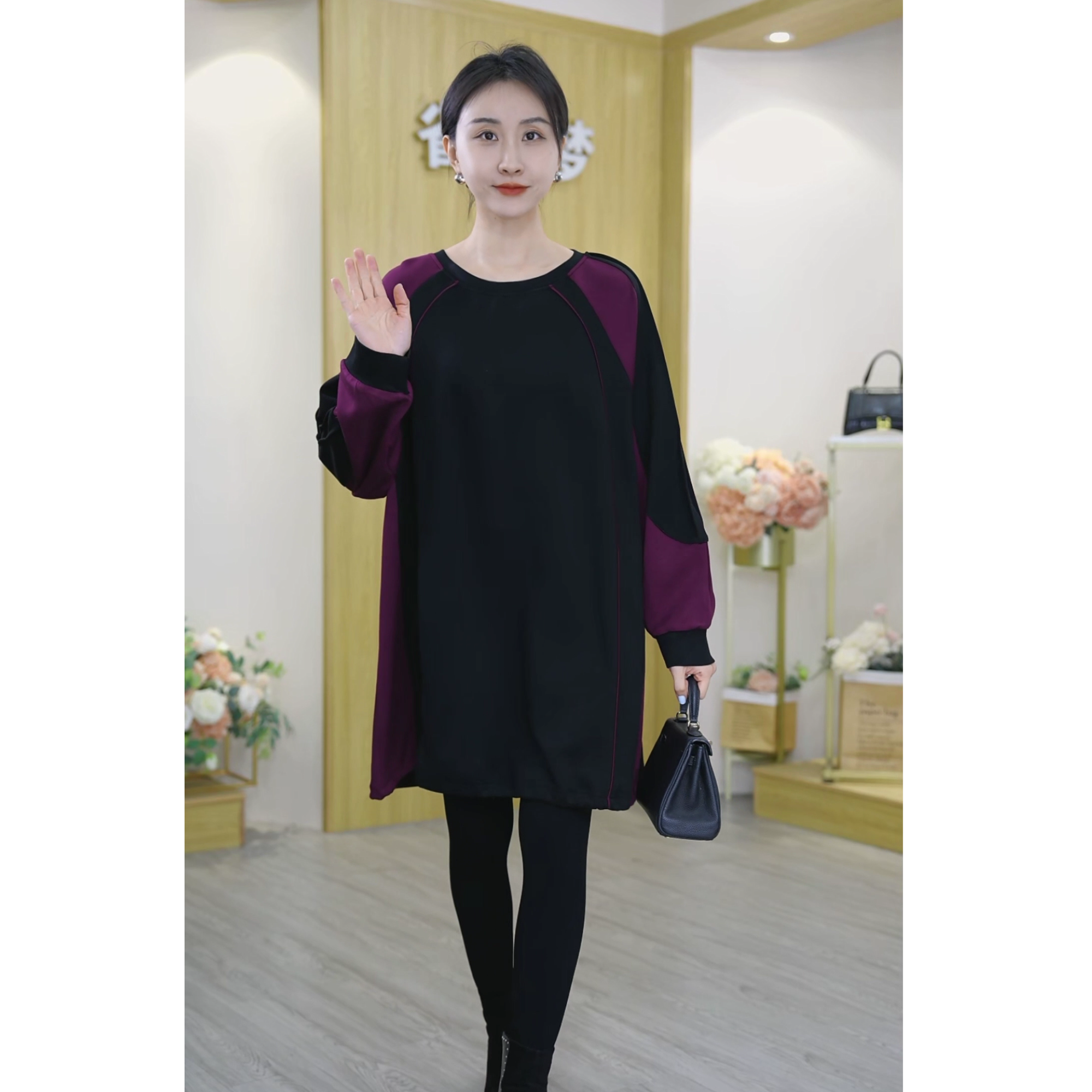 大码女装2025春秋新款女外穿时尚百搭显瘦中长款卫衣裙